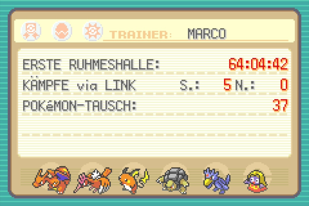 Screenshot der Trainerpassrückseite mit allen rosa Stickern